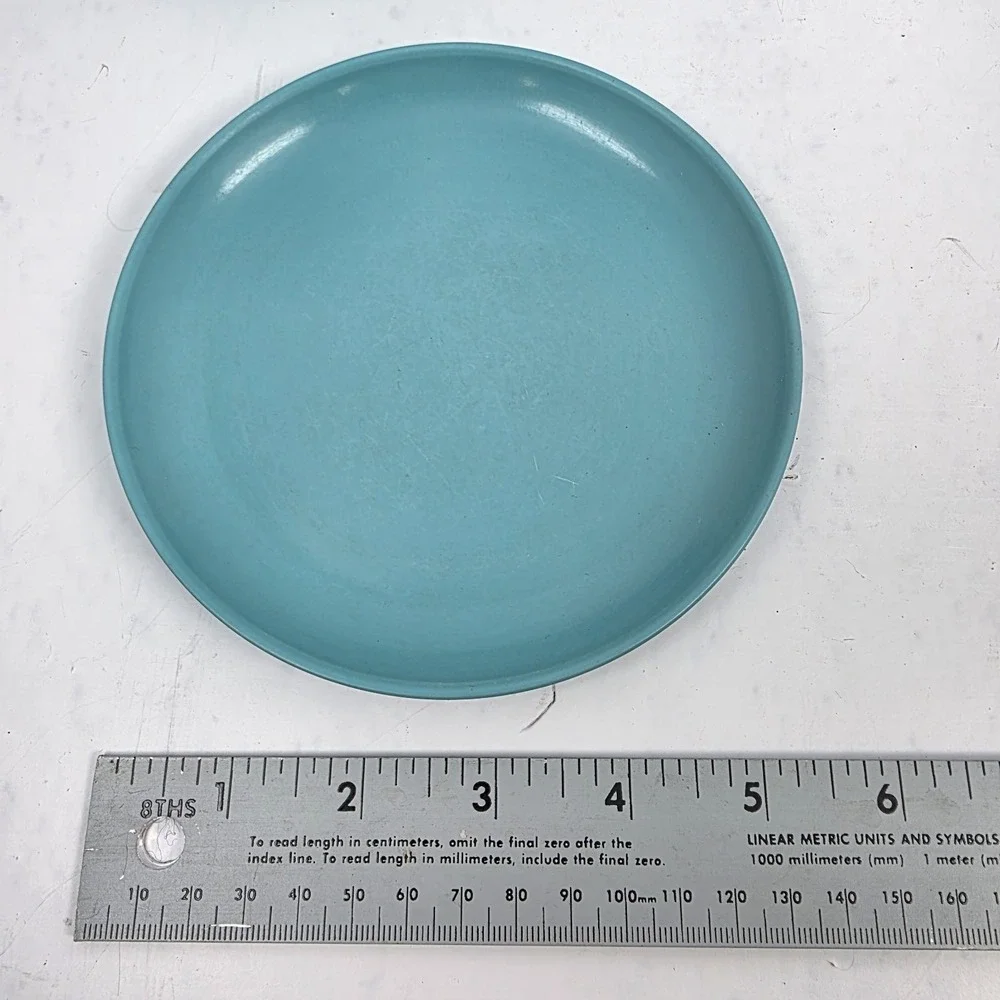 Vtg MCM‎ Spaulding Ware Turquoise Blue Melamine Cups & Saucers Lot of 5 Set